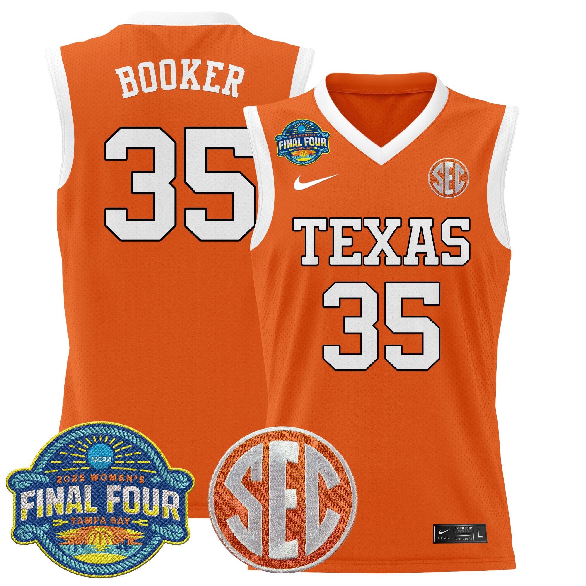 Men Texas Longhorns #35 Booker Orange Nike 2025 Final Four Patch Lightweight Basketball NCAA Jersey